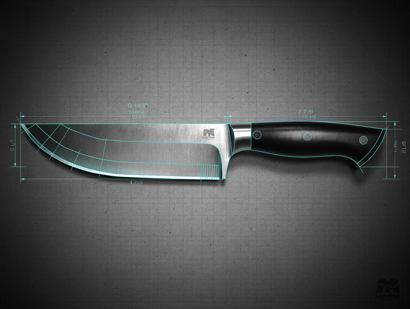 Diagrammatic overlay comparing American tanto tip geometry with drop point blade