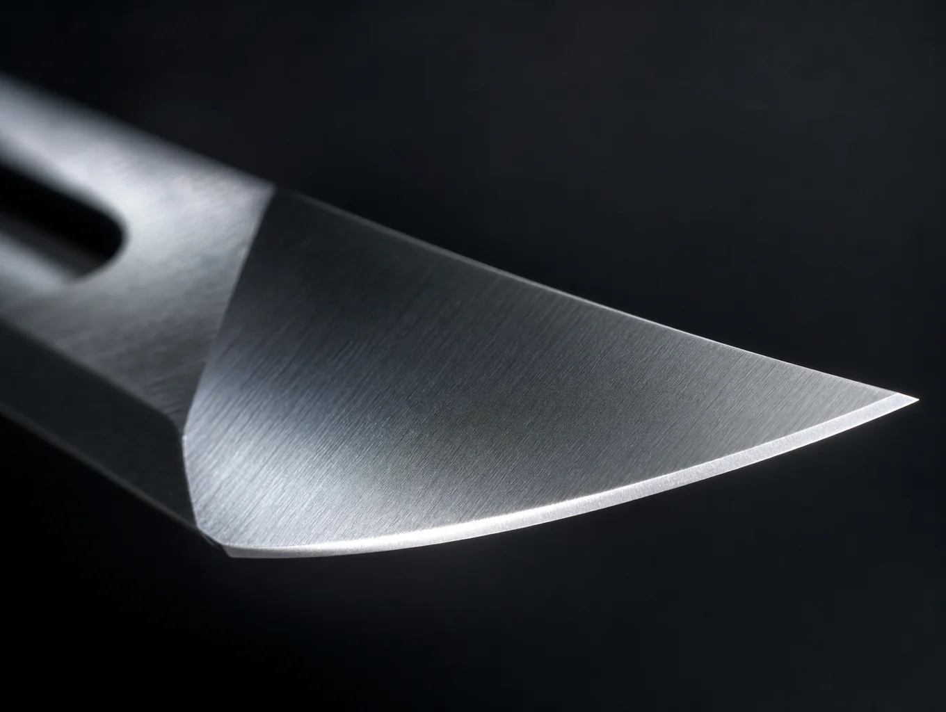 Macro close-up of high-carbon steel blade edge